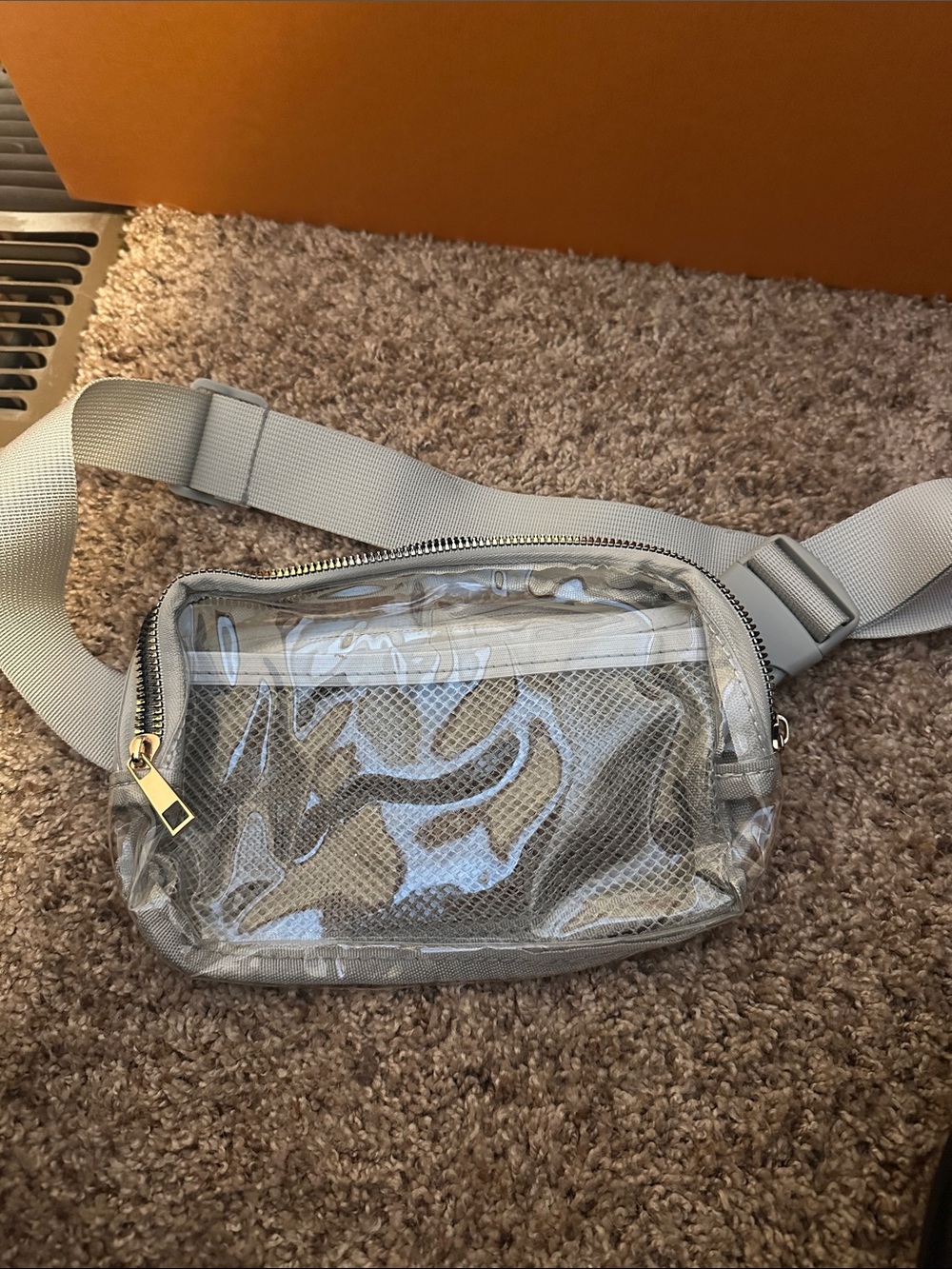 Clear PVC Crossbody Belt Bag - Gray